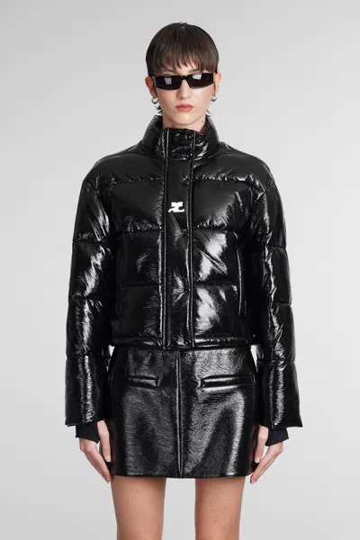Courrèges Vinyl Down Jacket In Black