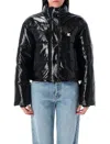 Courrèges Vinyl Bomber Jacket With Contrasting Embroidered Ac Logo In Black