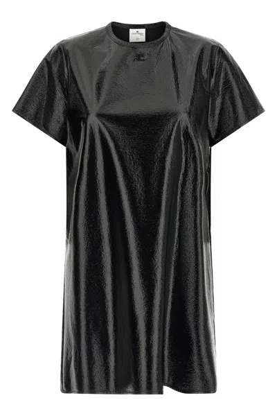 Courrèges Vinyl Crew Neck Short Sleeve Top In Black
