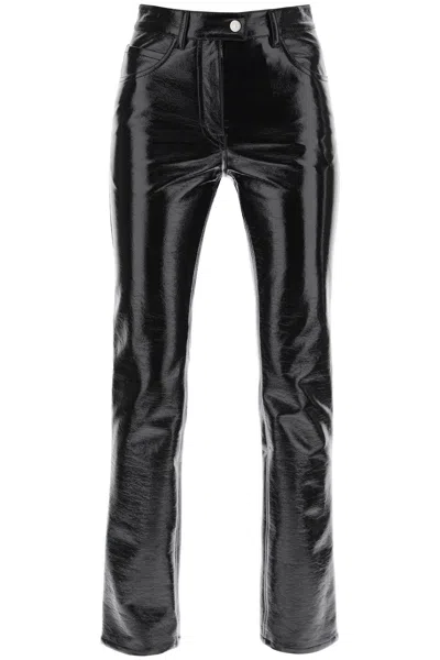 Courrèges Vinyl-effect Coated Cotton Pants In Black