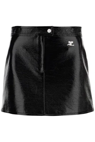 Courrèges Vinyl Effect Mini Skirt In Nero