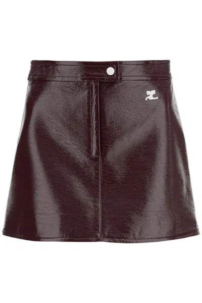 Courrèges Vinyl Effect Mini Skirt In Rosso