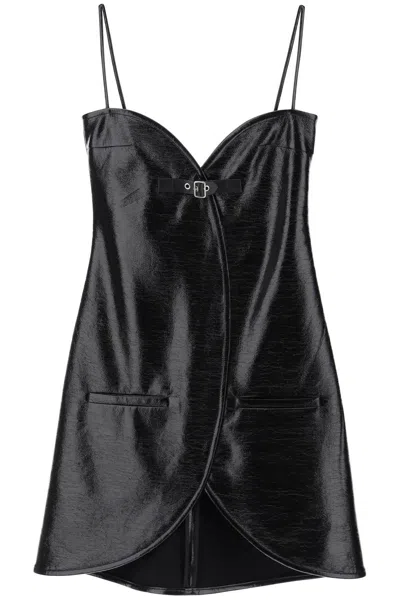 Courrèges Courreges Vinyl Ellipse Mini Sleeveless Dress In Black