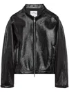 Courrèges Cotton-blend Vinyl Bomber Jacket In Black