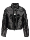 Courrèges Courregès Vinyl High Neck Puffer Jacket In Black