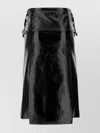 Courrèges Strap-detailed Crinkled-patent Midi Skirt