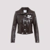 Courrèges Vinyl Blazer With Collared Neck And Long Sleeves In Brown