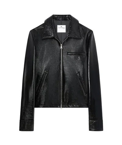 COURRÈGES COURRÈGES LOGO EMBOSSED ZIP-UP VINYL JACKET