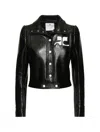 Courrèges Logo-print Faux-leather Cropped Jacket In Black