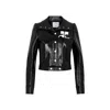 Courrèges Logo-print Faux-leather Cropped Jacket In Black