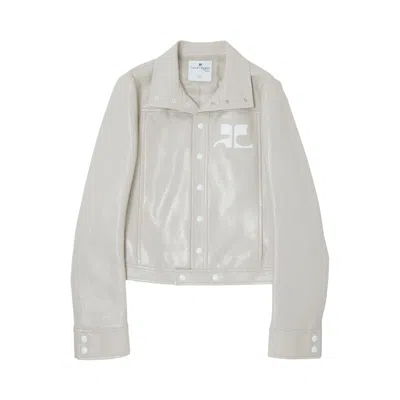 Pre-owned Courrèges Vinyl Jacket 'mastic Grey' | Men's Size 46 In Gray