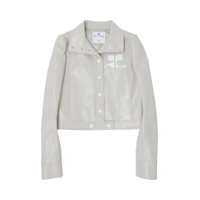 Pre-owned Courrèges Vinyl Jacket 'mastic Grey' | Women's Size 36