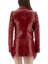 Courrèges Long-sleeved Logo Leather Jacket In Red