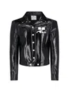 Courrèges Textured Vinyl Crop Jacket In Black