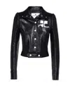 Courrèges Logo-print Faux-leather Cropped Jacket In Black
