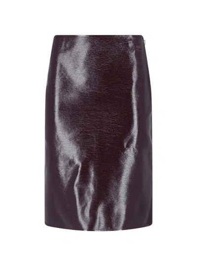 Courrèges Vinyl Midi Skirt In Brown