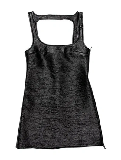 Pre-owned Courrèges Vinyl Mini Dress In Black