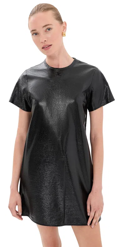 Courrèges Vinyl-effect Short-sleeve Mini Dress In Black
