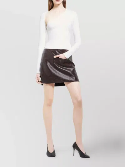 Courrèges Vinyl Mini Skirt Asymmetric Design In White
