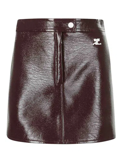 Courrèges Vinyl Mini Skirt In Dark Red