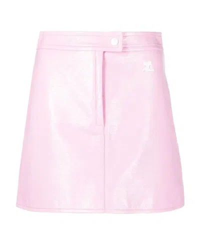 Courrèges Vinyl Mini Skirt In Pink