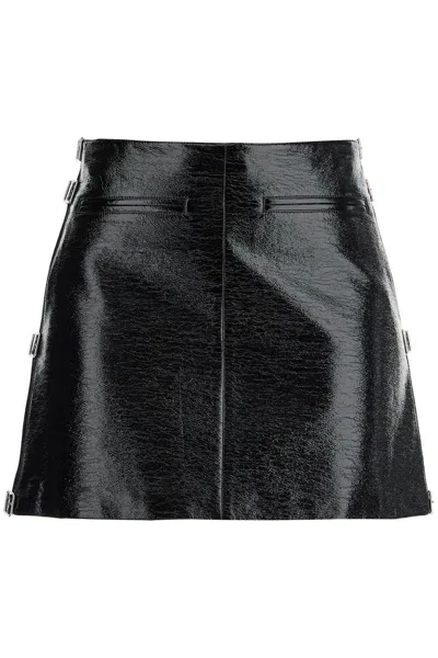 Courrèges Vinyl Mini Skirt With Buckles In Black