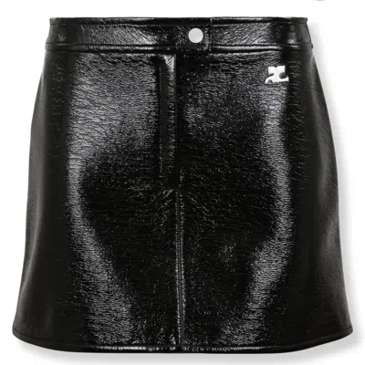 Courrèges Reedition Faux Leather Miniskirt In Black