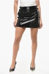 Courrèges Vinyl Miniskirt With Side Buckles In Black