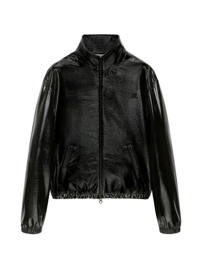 Courrèges Vinyl Oversized Tracksuit Jacket In Black