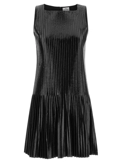 Courrèges Courreges Vinyl Pleated Dress In Black