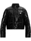 Courrèges Vinyl Bomber Jacket With Contrasting Embroidered Ac Logo In Black