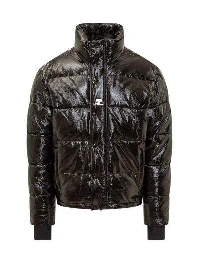 Courrèges Vinyl Down Jacket In Black