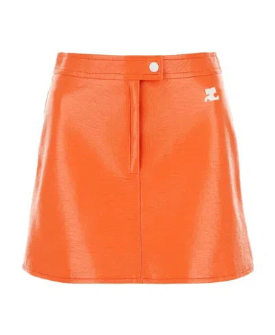 Courrèges Vinyl Re-edition Mini Skirt In Orange