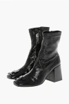 Courrèges Vinyl Reedition Ankle Boots With Squared Toe And Embossed Mo In Black