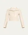 Courrèges Iconique Vinyl Bomber Jacket In Blanc Casse
