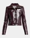 Courrèges Vinyl Blazer With Collared Neck And Long Sleeves In Brown