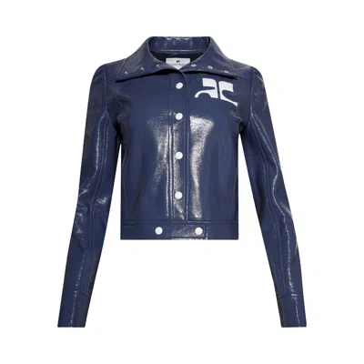 Pre-owned Courrèges Vinyl Reedition Jacket 'dusk Blue' | Women's Size 40