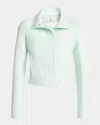 Courrèges Cropped Jacket With Glossy Patent Finish And Structured Collar In Green