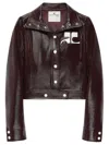 Courrèges Vinyl Blazer With Collared Neck And Long Sleeves In Burgundy