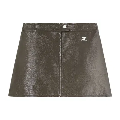 Pre-owned Courrèges Vinyl Reedition Skirt 'camouflage Green' | Women's Size 40
