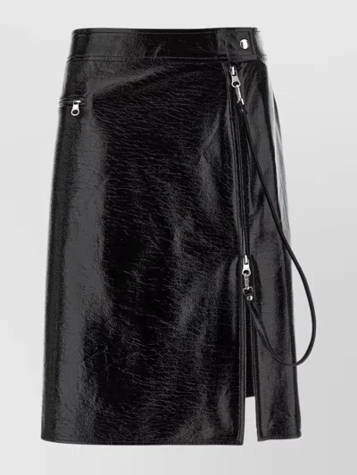 Courrèges Vinyl Skirt Featuring Zipper Accents In Black
