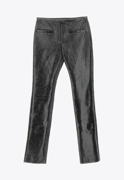 Courrèges Vinyl Tailored Pants Tube In Black