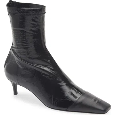 Courrèges Vinyl Toe Cap Ankle Boot In Black/black
