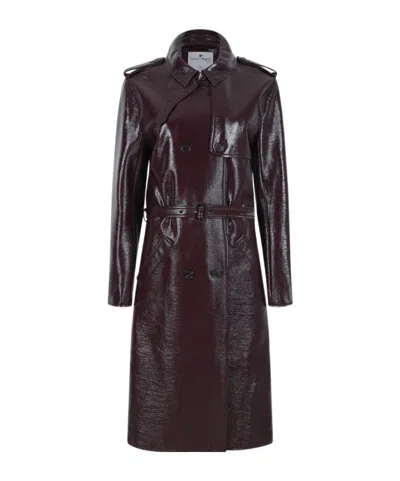 Courrèges Vinyl Faux Leather Trench Coat In Black