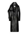 Courrèges Slim Cut Cotton Blend Coat With Patent Finish In Black