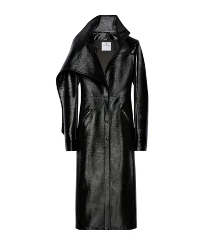 Courrèges Vinyl Trench Coat In Black