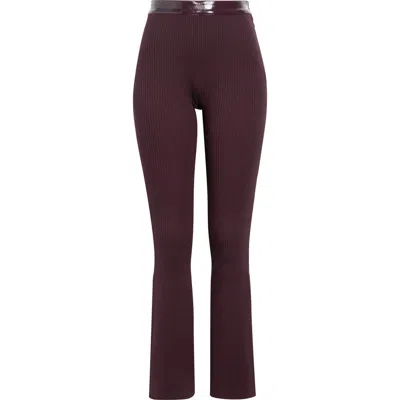 Courrèges Vinyl Trim Rib Flare Pants In Burgundy