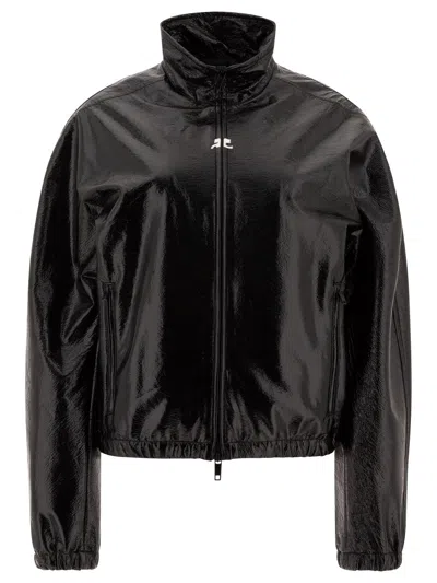 COURRÈGES COURREGÈS VINYL ZIP-UP JACKET WITH HIGH COLLAR