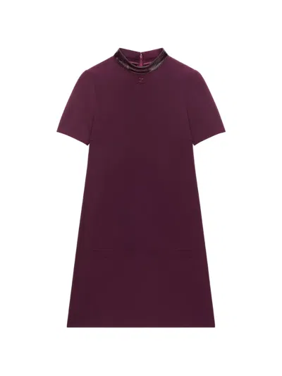 Courrèges Vinyl-collar A-line Mini Dress In Burgundy