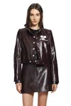 Courrèges Vinyl Blazer With Collared Neck And Long Sleeves In Brown